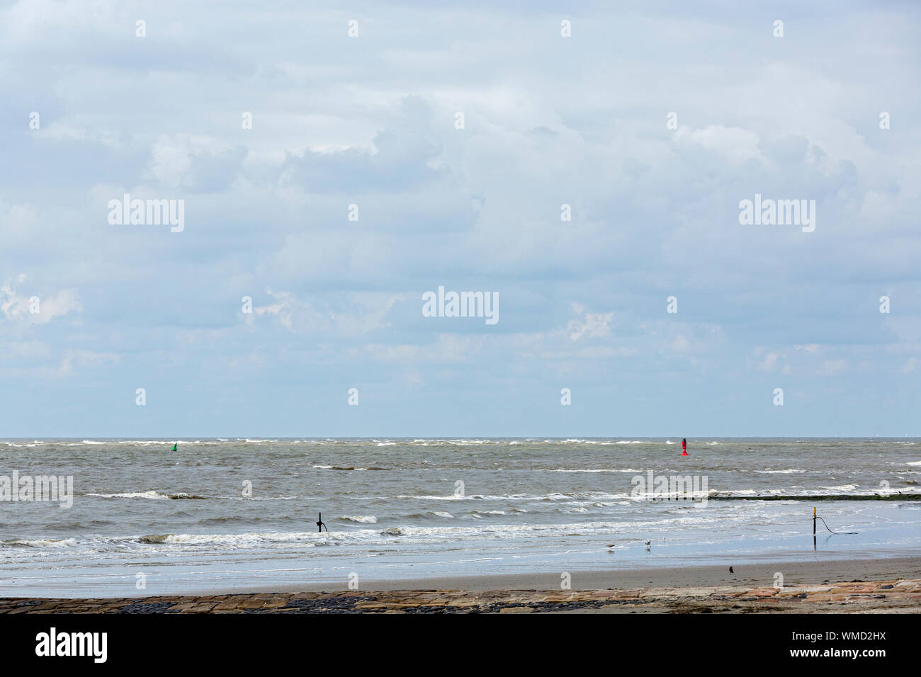 Norderney, Weststrand, Meer, Himmel, Wolken, Horizont Stockfoto