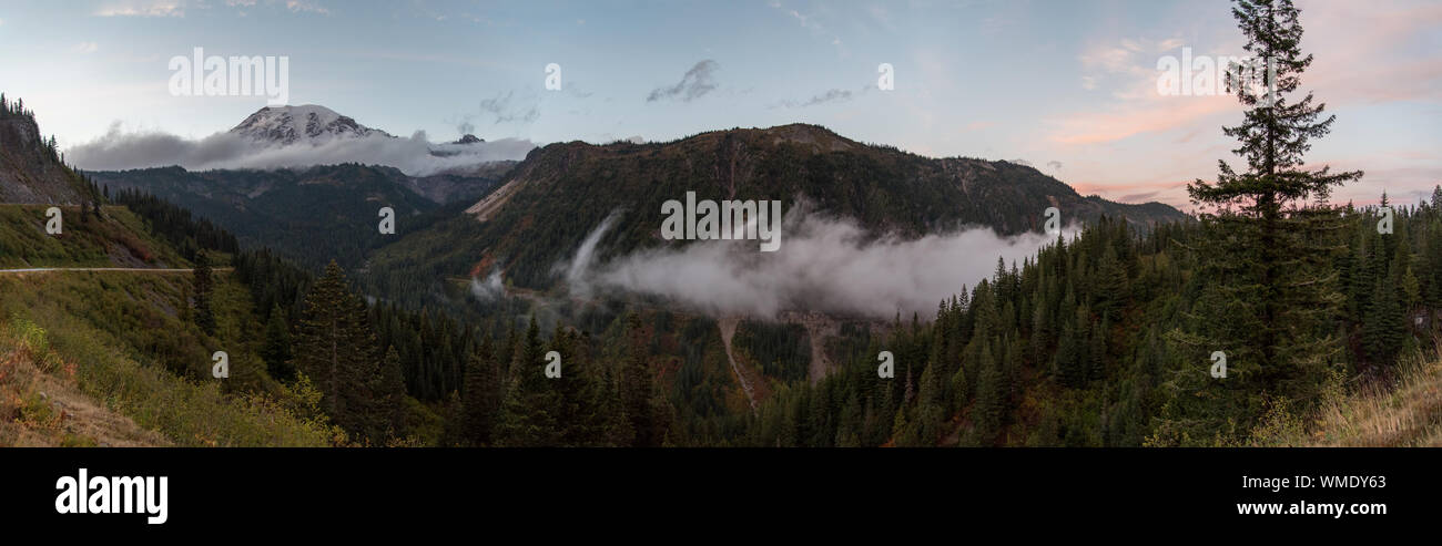 Panorama über den Mount Rainier National Park Stockfoto