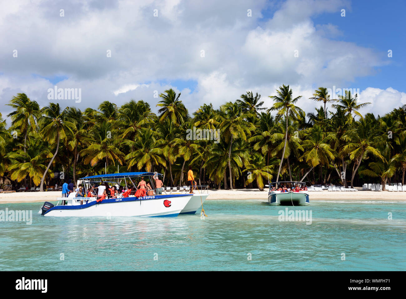 Boote, Insel Isla Saona, Parque Nacional del Este, Dominikanische Republik, Karibik, Nordamerika Stockfoto
