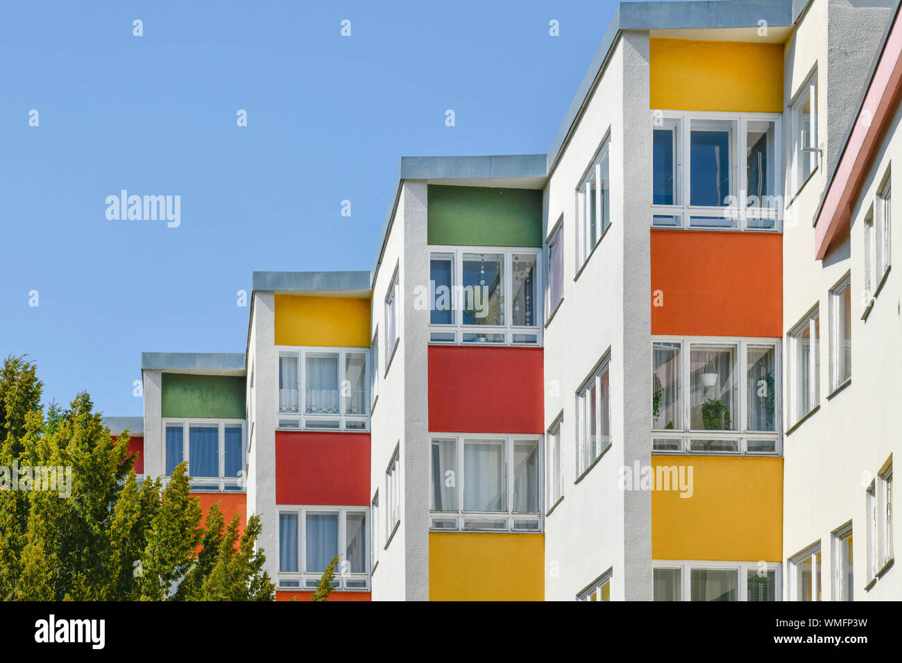 Wohnbauten von Hans Scharoun, Ostabschluss, Goebelstrasse, grosssiedlung Siemensstadt, Spandau, Berlin, Deutschland Stockfoto