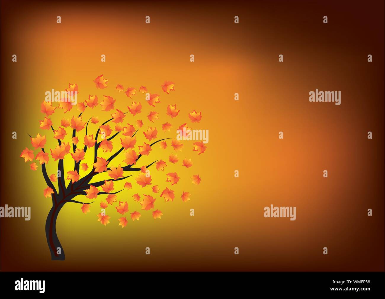 Herbst Hintergrund mit lonley Baum, Teil 10, Vector Illustration Stock Vektor