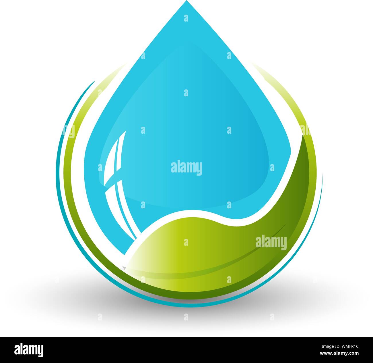 Wasser und Blatt Vektor logo für natürliche Gesundheit Symbole und sauberes Wasser Unternehmen Stock Vektor