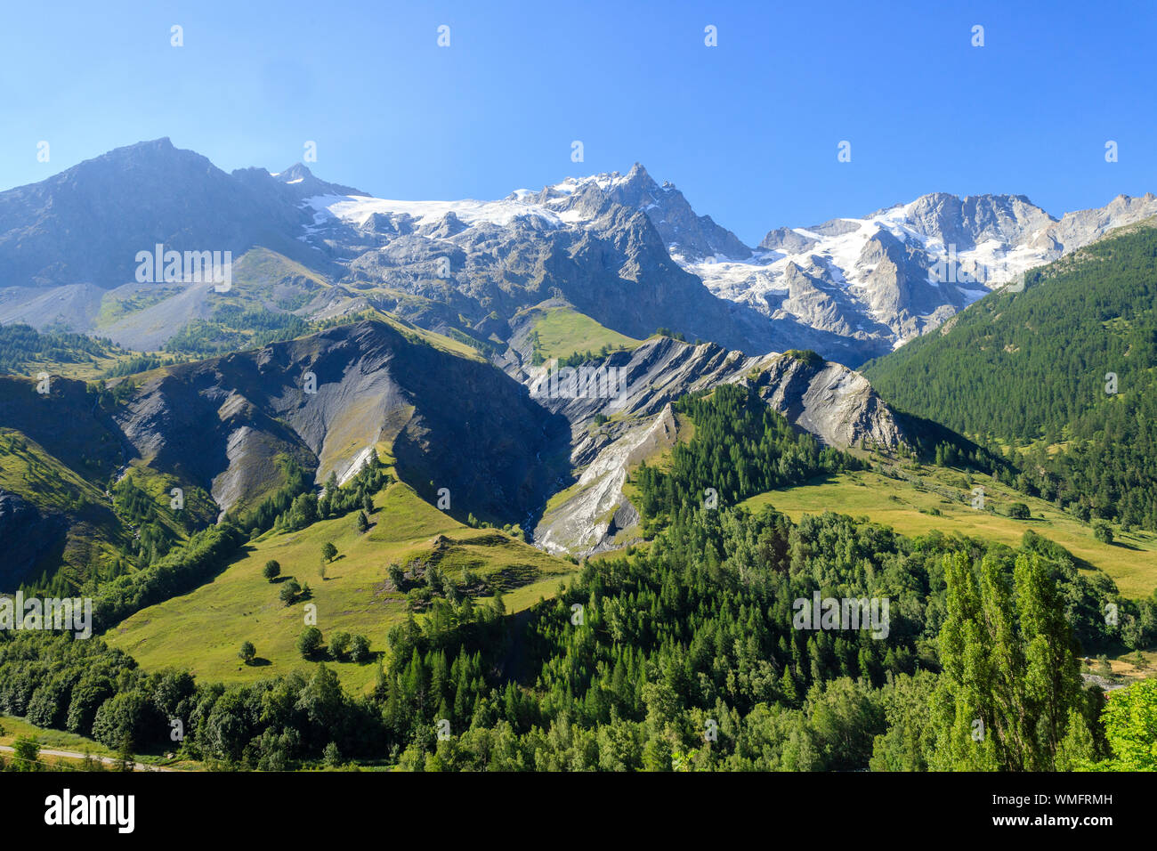 Frankreich, Hautes Alpes, Nationalpark Ecrins, Oisans, La Grave, bezeichnete die Schönsten Dörfer Frankreichs, Blick auf die Meije-massivs // Frankreich, Haut Stockfoto