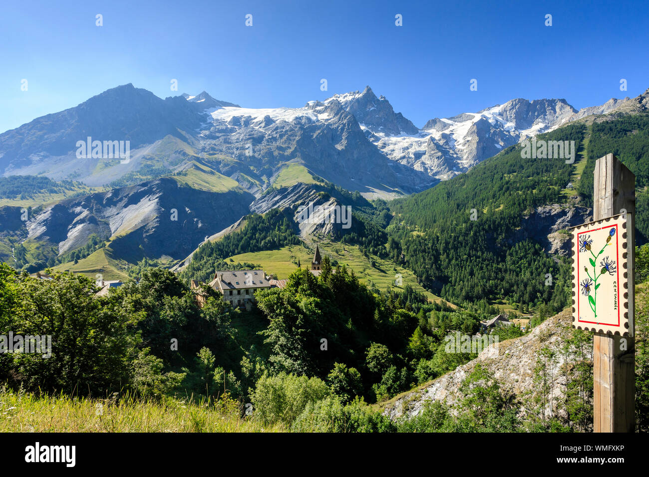 Frankreich, Hautes Alpes, Nationalpark Ecrins, Oisans, La Grave, bezeichnete die Schönsten Dörfer Frankreichs, Blick auf die Meije-massivs // Frankreich, Haut Stockfoto
