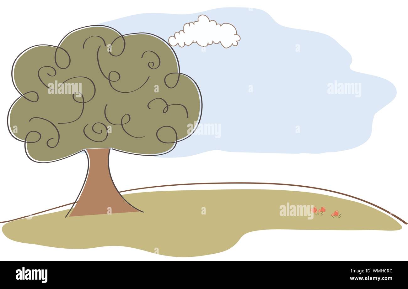 Landschaft mit Baum Stock Vektor