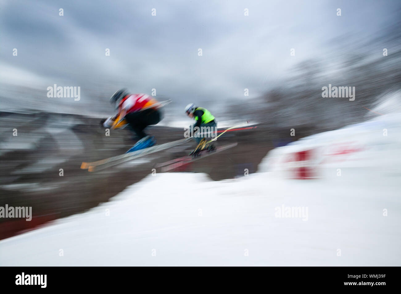 Sich schnell bewegende Rennläufer, Stowe, Vermont, USA Stockfoto
