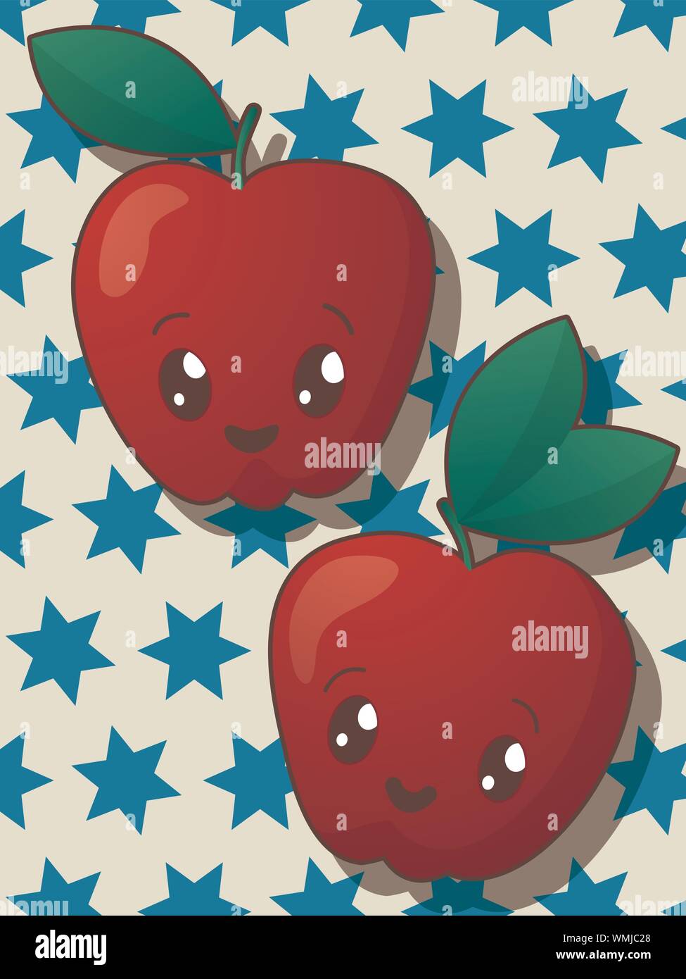 Kawaii Apple Symbole Stock Vektor
