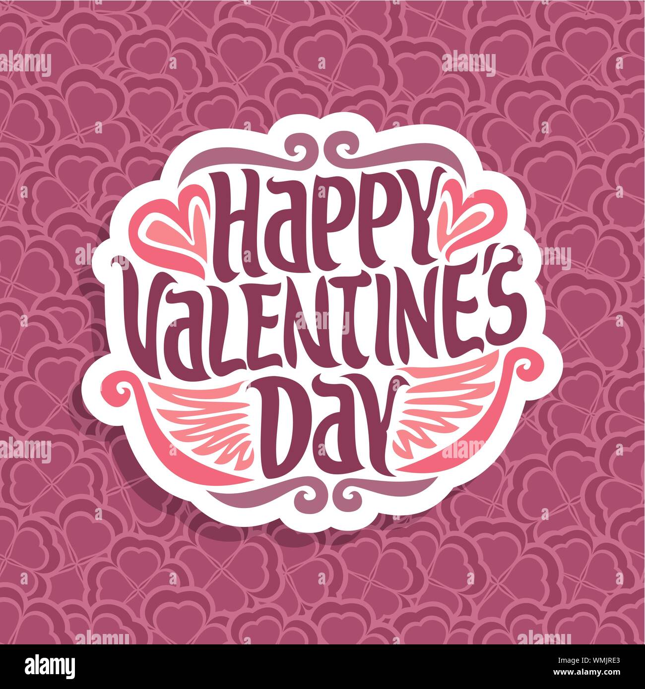 Vektor abstrakte Logo für Happy Valentine's Day auf floral background. Stock Vektor