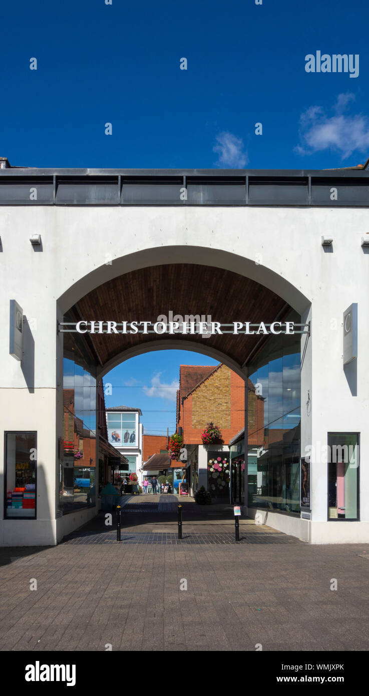 Christopher Place Shopping Center St. Albans, Hertfordshire, Großbritannien Stockfoto