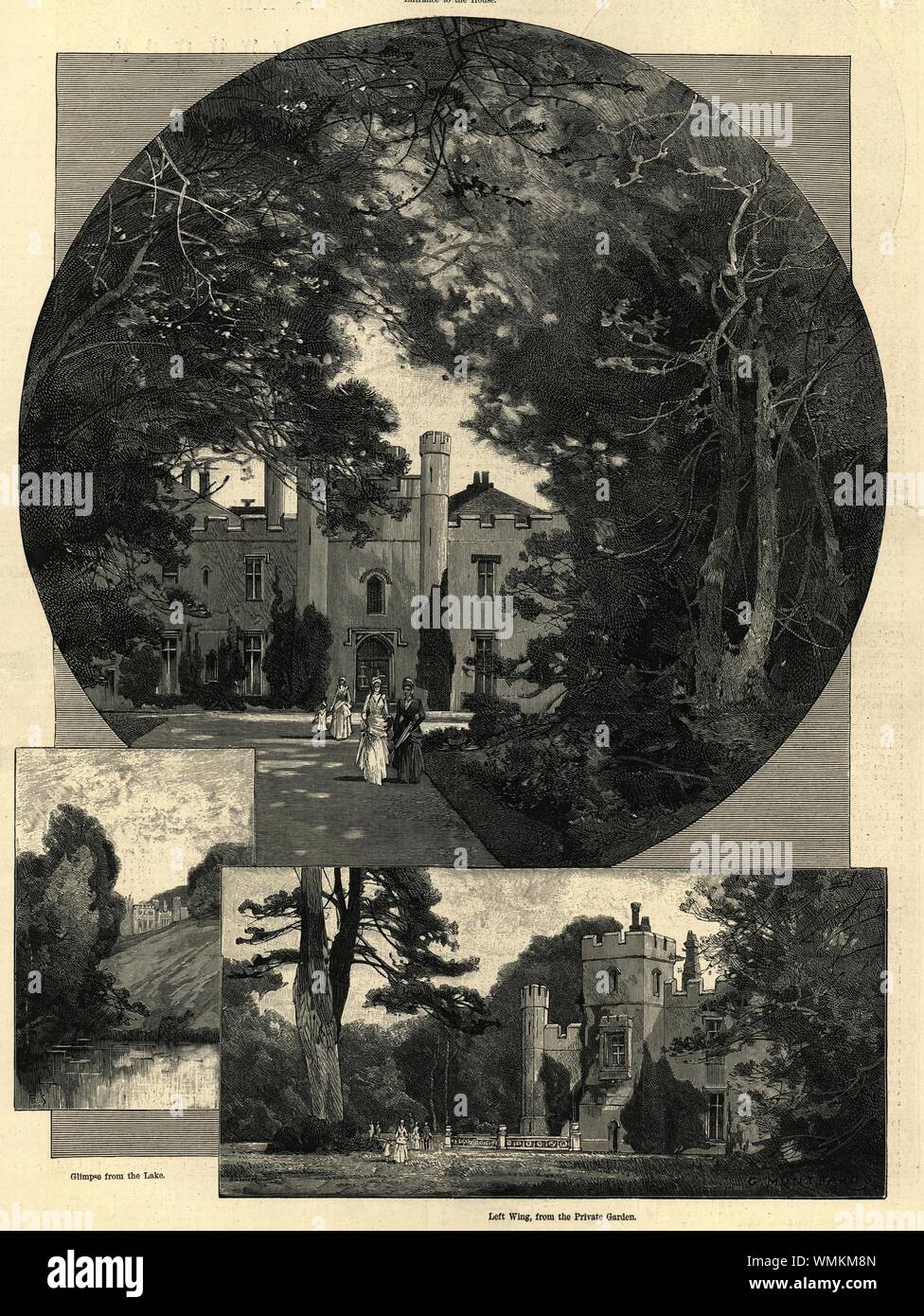 Panshanger Haus: Eingang des linken Flügels Garten. Hertford. Welwyn Garden City 1889 Stockfoto