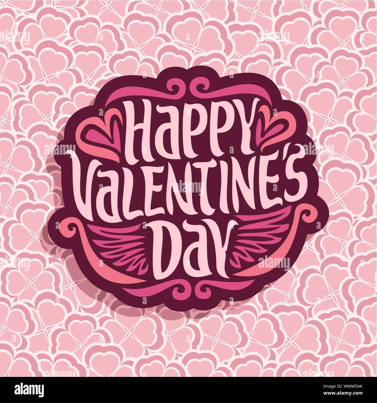 Vektor abstrakte Logo für Happy Valentine's Day auf floral background. Stock Vektor