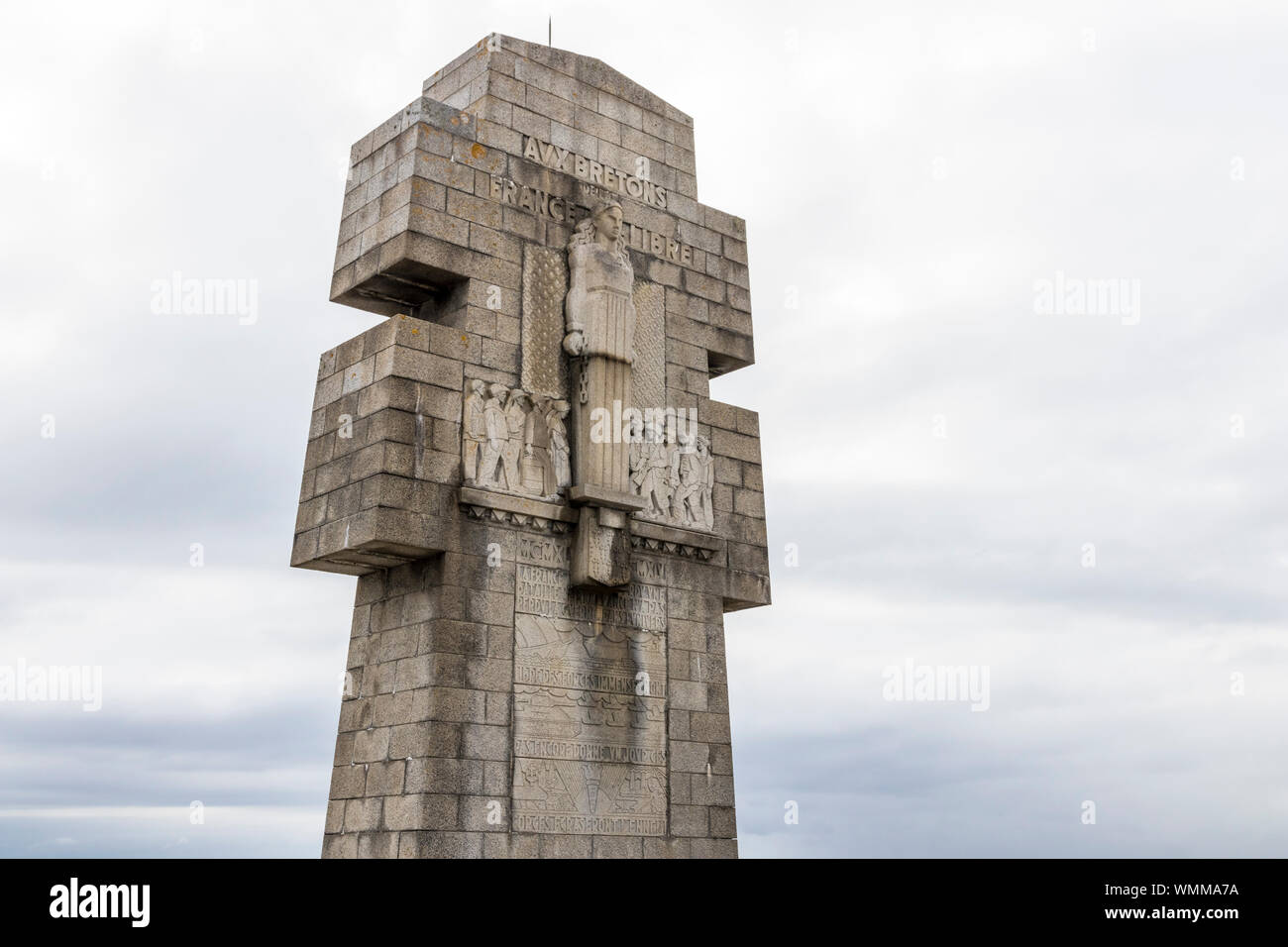 Pointe de Pen-Hir, Frankreich, Denkmal für die Briten des Freien Frankreich an einer Landzunge, auf der Halbinsel Crozon Stockfoto