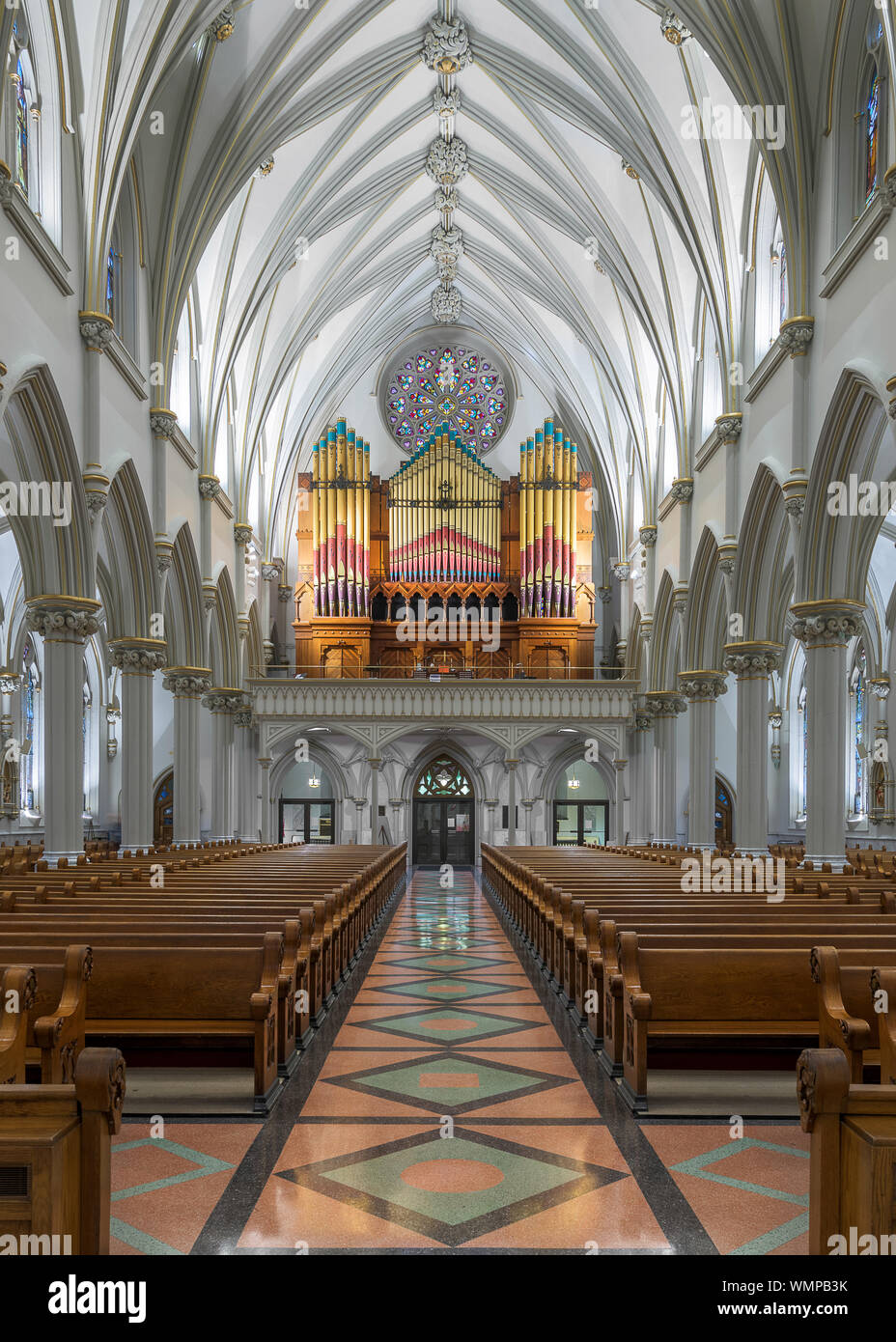 St. Joseph Kathedrale im 50 Franklin Street in Buffalo, New York am 11. Juli 2019. Der Chor verfügt über ein 3.627 Rohr Haken & Hastings Orgel. Die Orgel Stockfoto