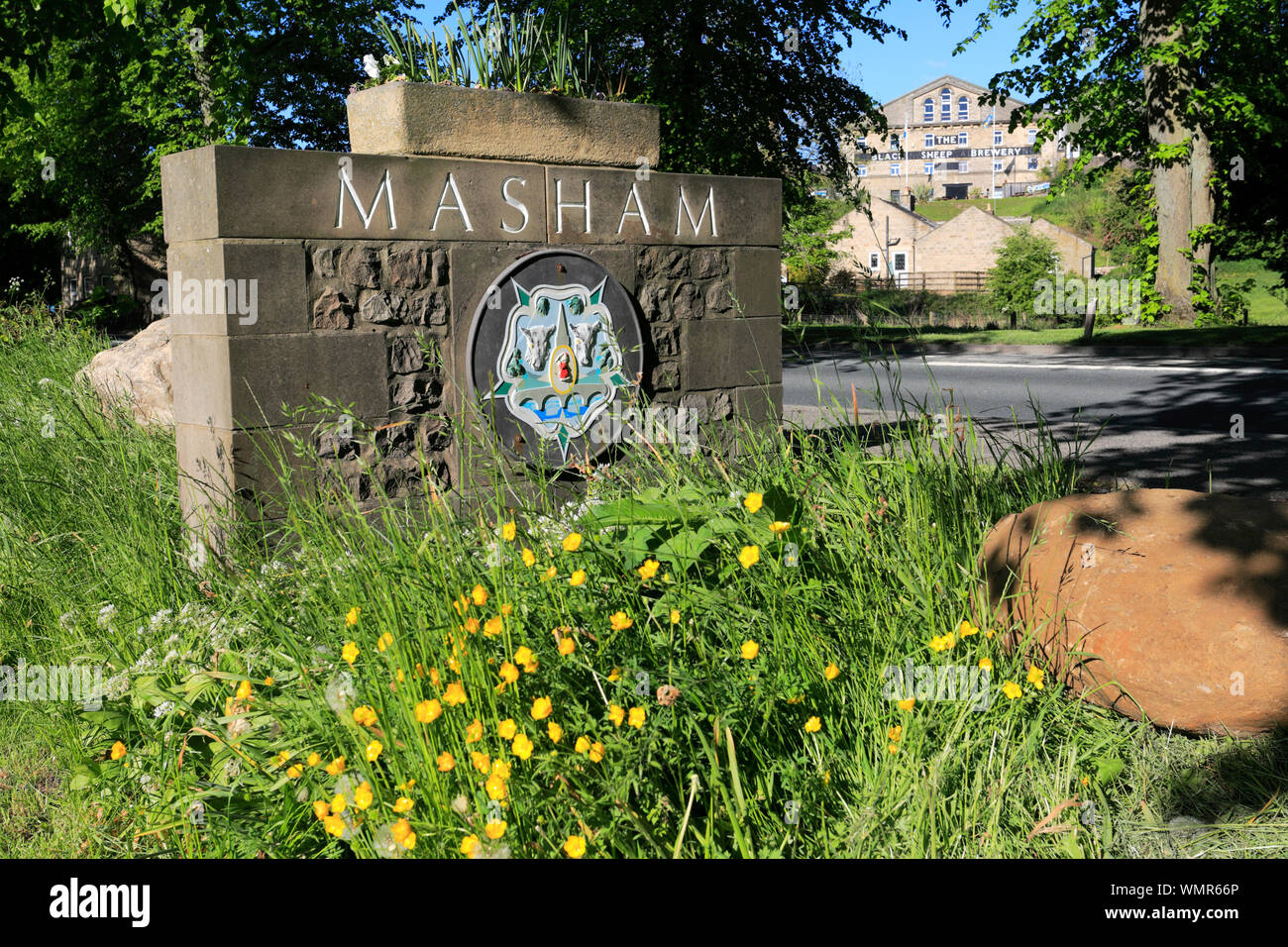 Die Stadt anmelden Masham Stadt, North Yorkshire, England, Großbritannien Stockfoto