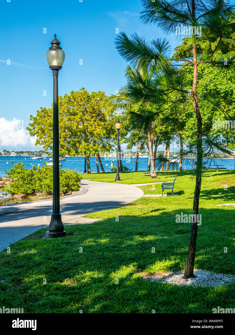 Gehweg im Bayfront Park an der Küste von Sarasota Florida Stockfoto