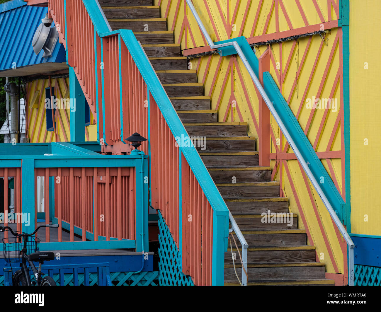 Details der bunten Gebäude in Fort Myers Beach, Florida Stockfoto