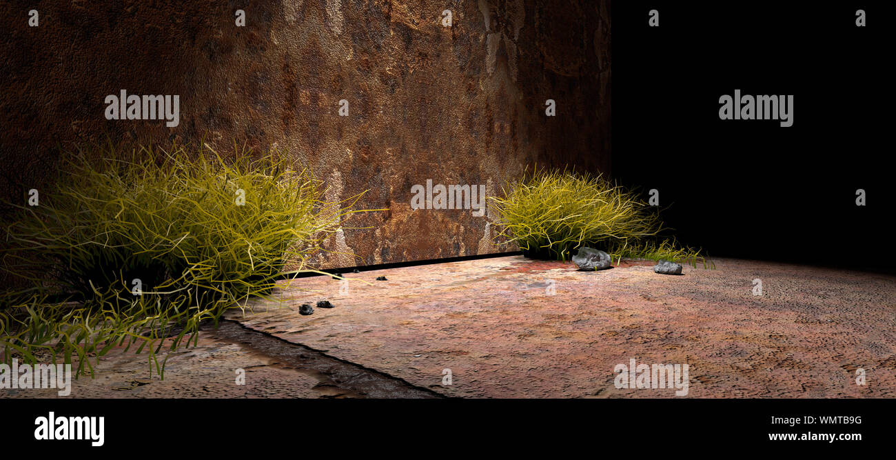 Der leere Raum von innen. Boden und Wand Hintergrund. 3D-Darstellung Stockfoto