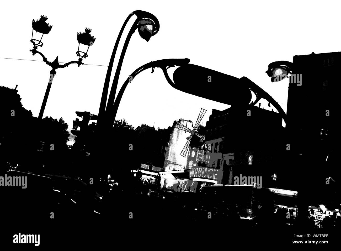 Paris, Metrostation Blanche, Moulin Rouge, Kontrast Stockfoto
