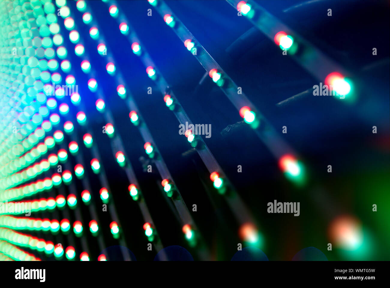 Beleuchtung LED Glühbirne Detail. Nahaufnahme der Ausrüstung der Bühnenbeleuchtung. LED-Bildschirmdetails Stockfoto