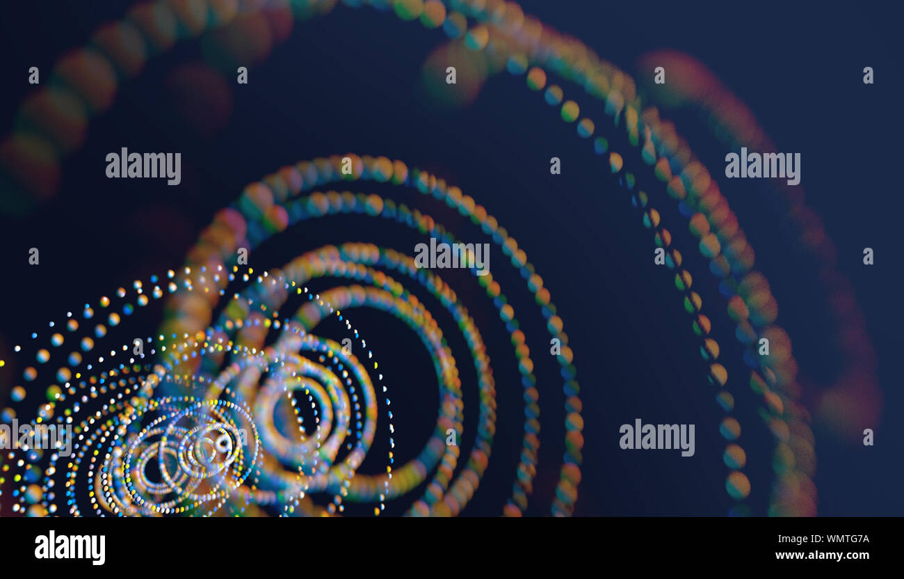 Blockkette und Technologie abstraktes Konzept.Polygonales Muster mit Punkten und Linien.Wissenschaft und Computer-Lernhintergrund.3d-Illustration Stockfoto
