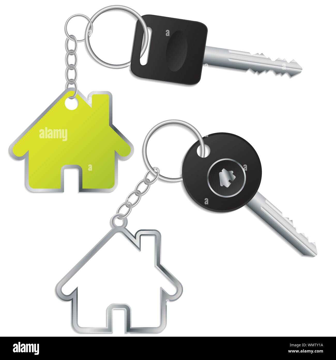Tasten mit Haus geformte keyholders Stock Vektor