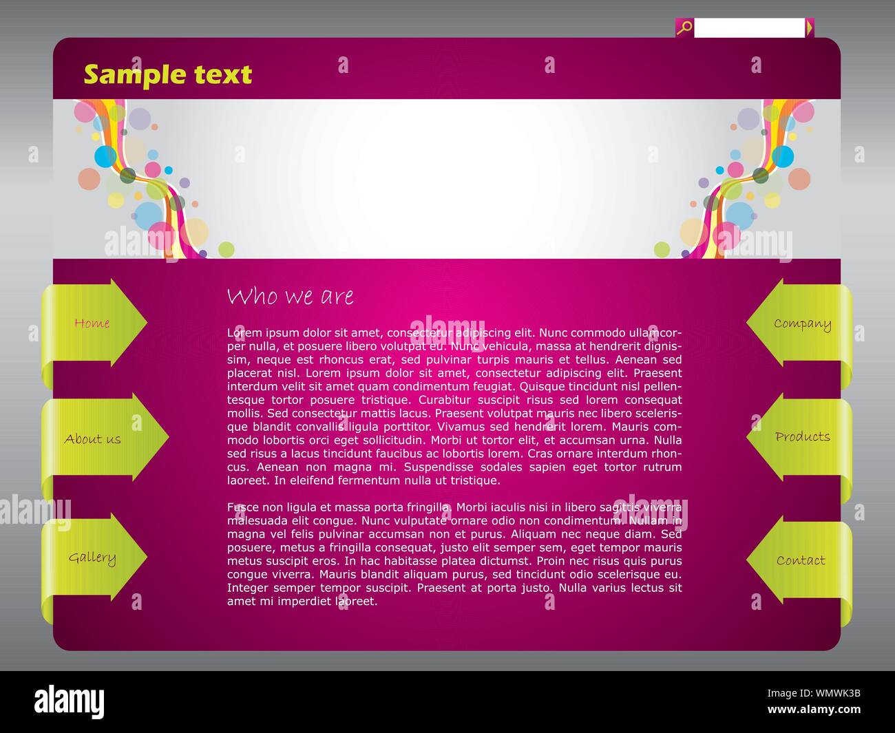 Bunte Web Template mit Pfeiltasten Stock Vektor