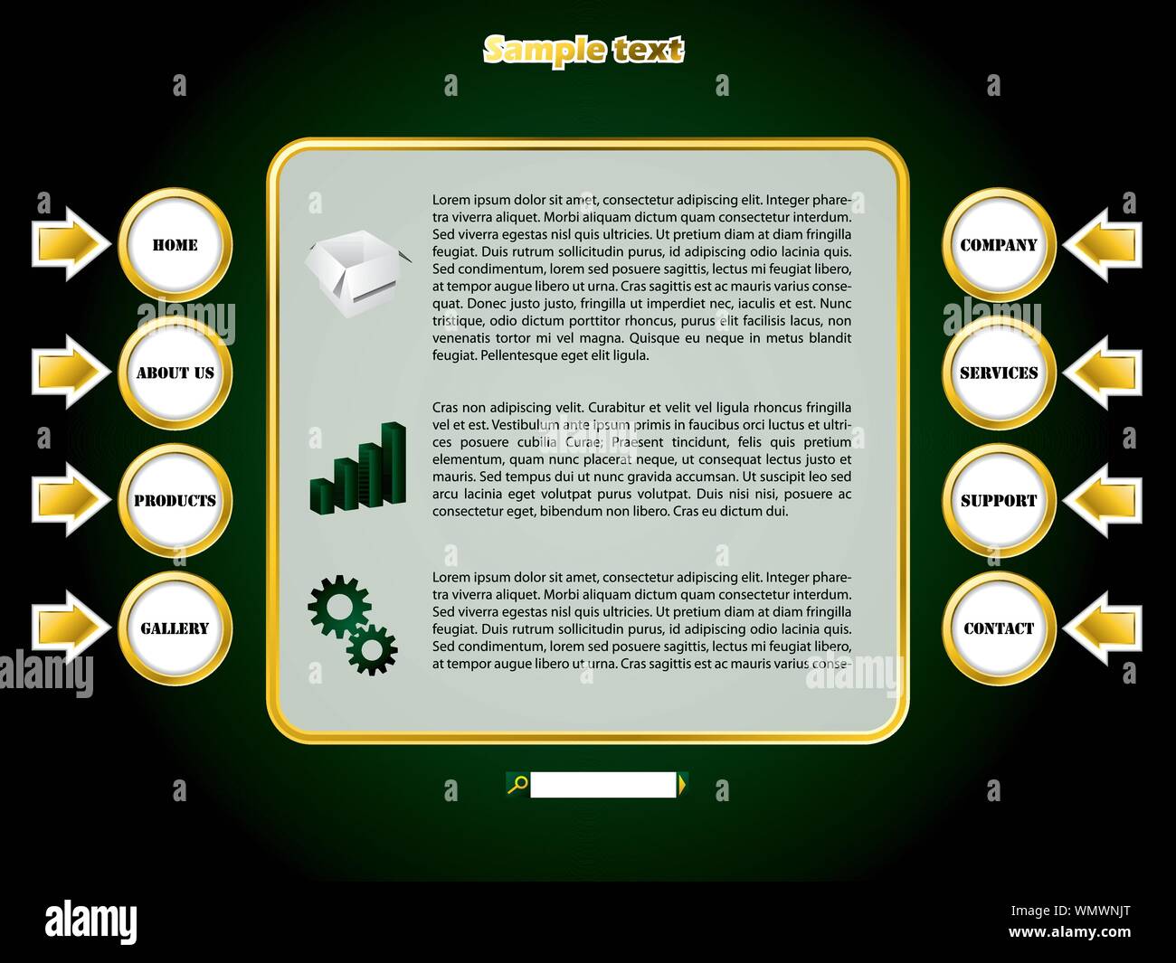 Golden Arrow Web Template 2 Stock Vektor