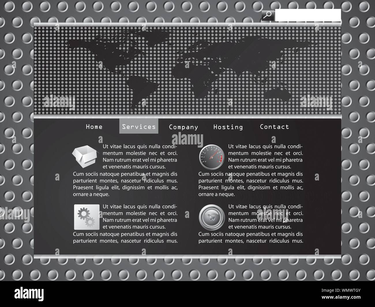 Schwarze und graue website design Stock Vektor