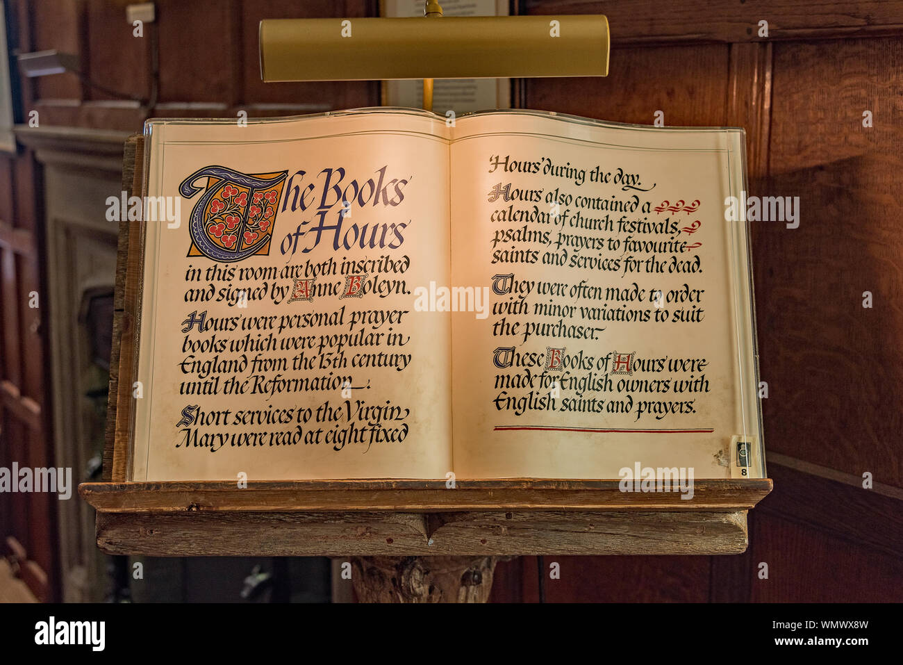 Buch der Stunden auf Anzeige-Hever Castle, U/K. Stockfoto
