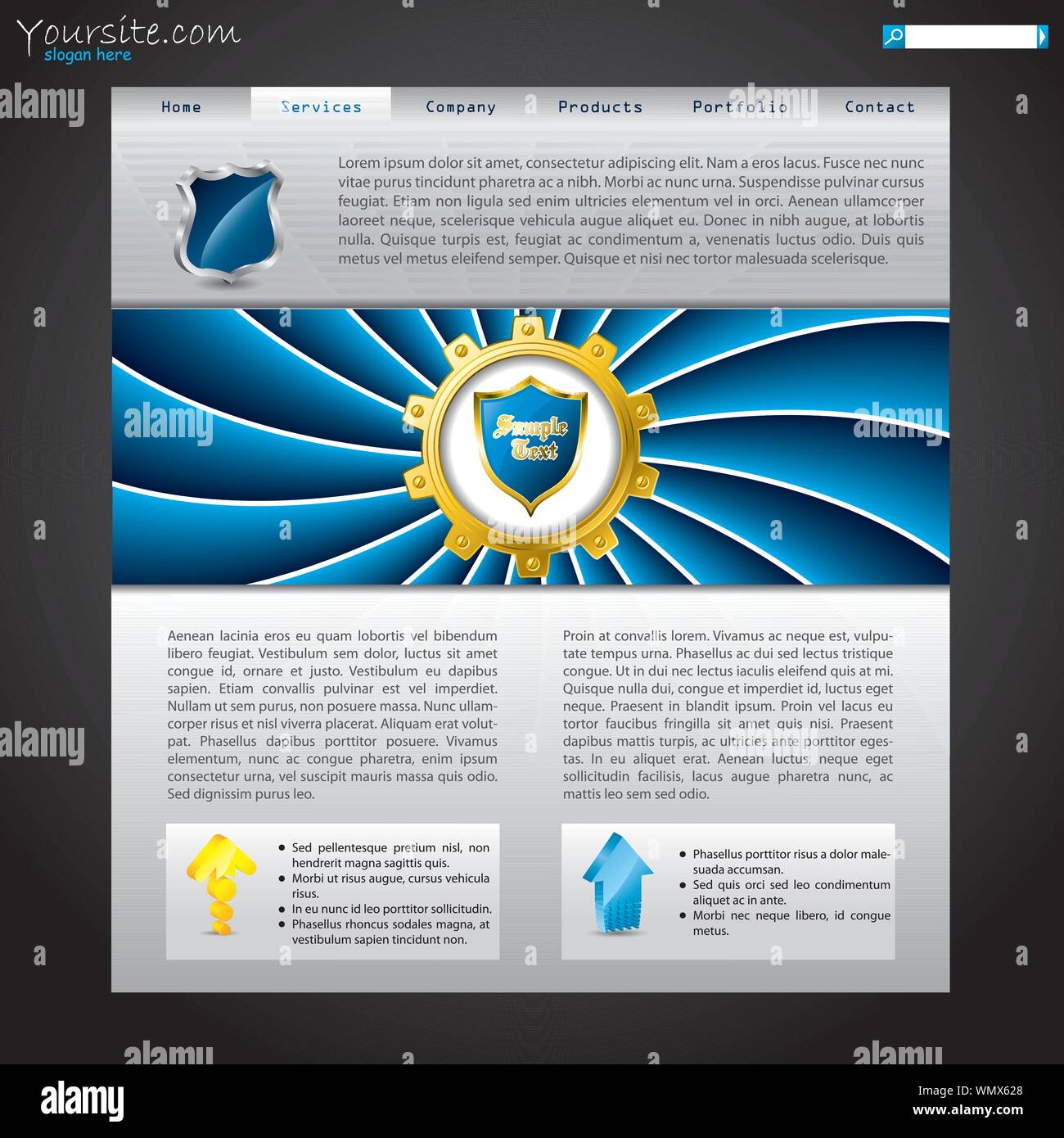 Geschirmte und wirbelte Website template Design Stock Vektor