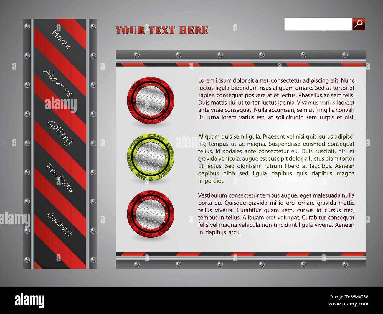 Rot gestreifte Website template Design Stock Vektor
