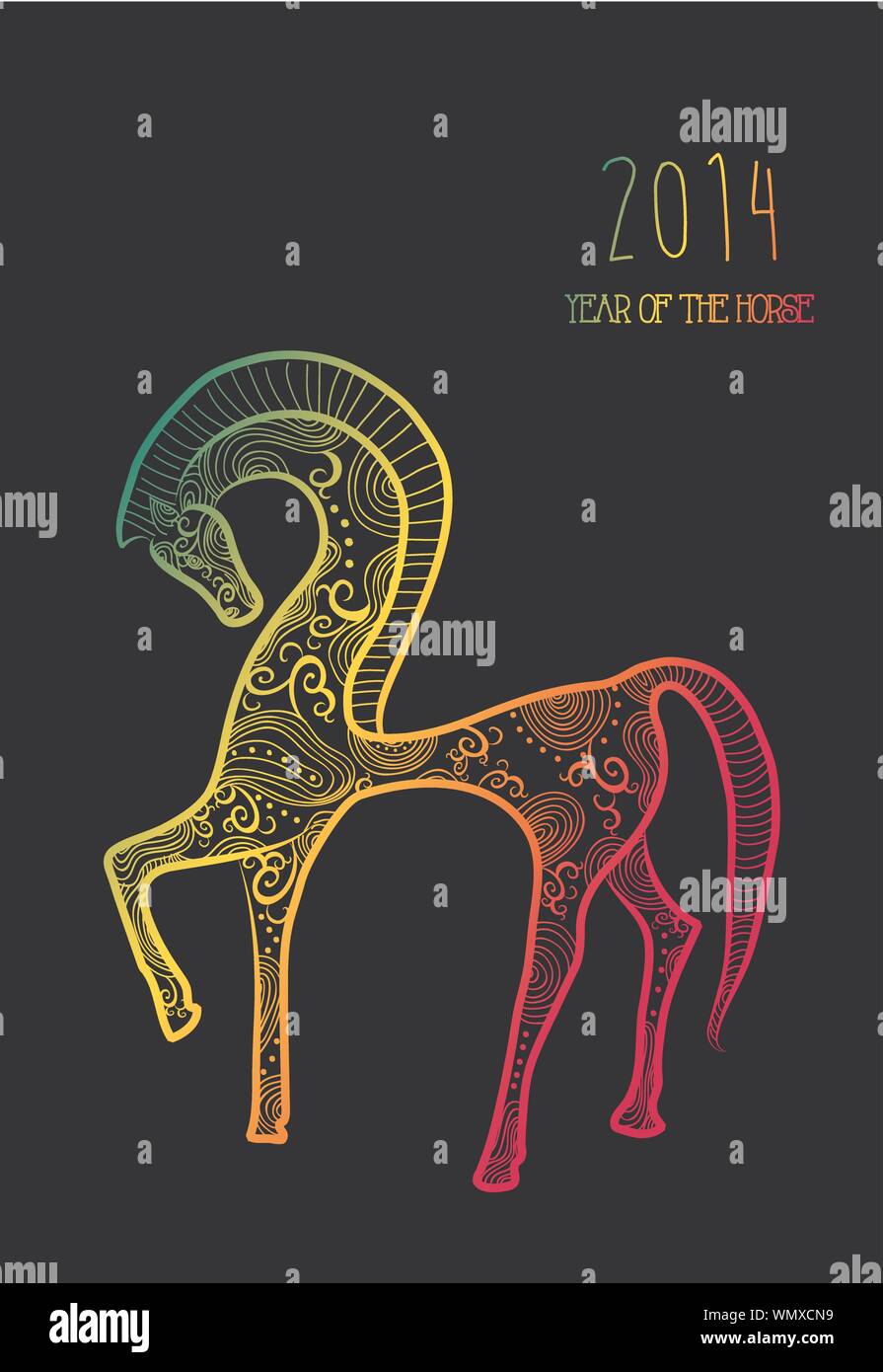Frohes neues Jahr des Pferdes 2014 Stock Vektor