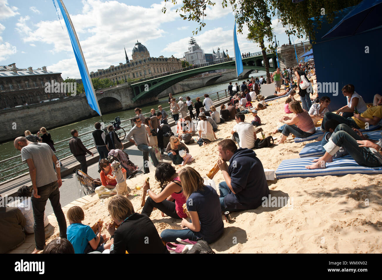 Paris, Seine, Paris Plage Stockfoto