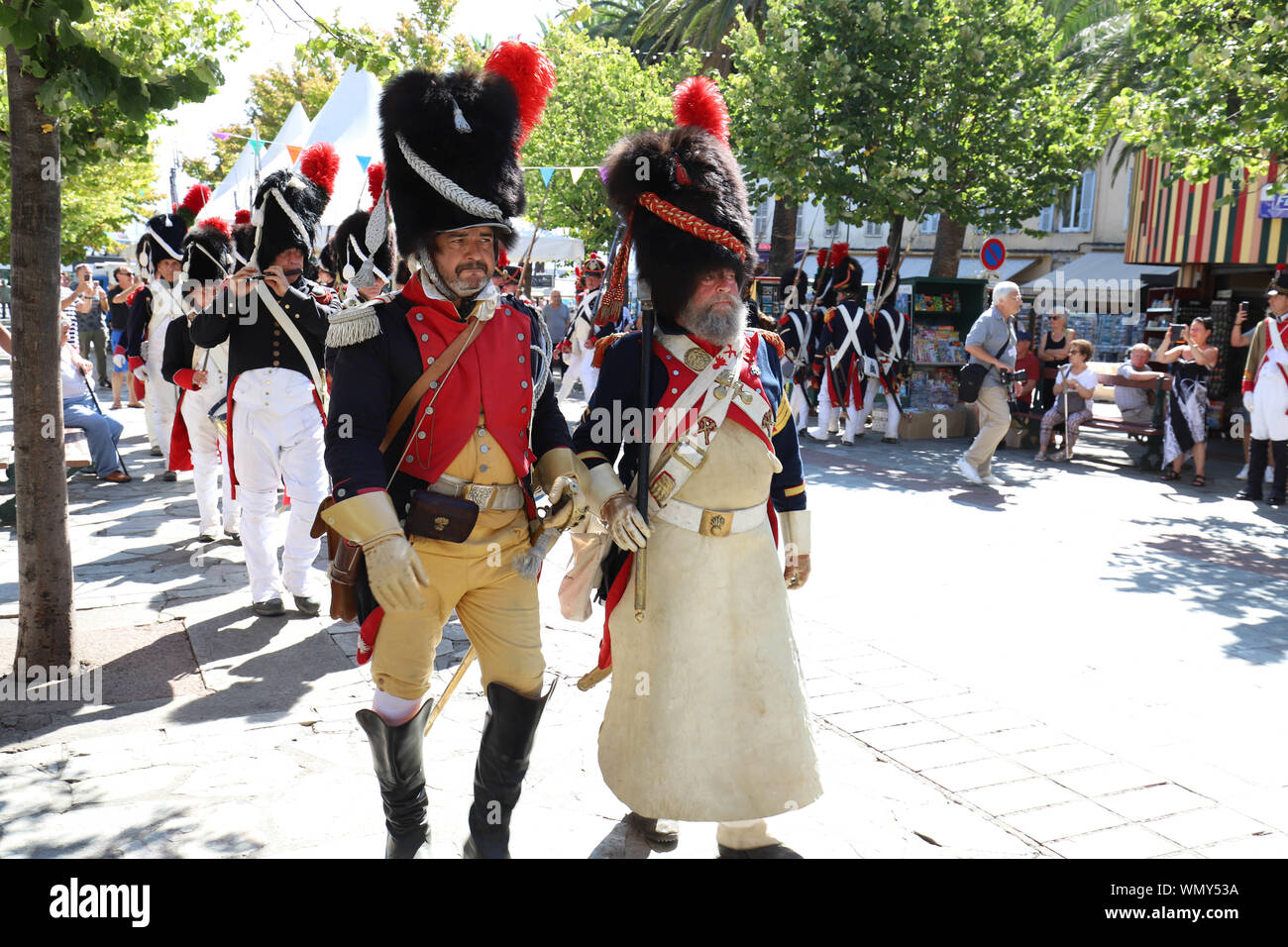 Die Reenactors Gekleidet Wie Napoleon Epoche Napoleons Soldaten