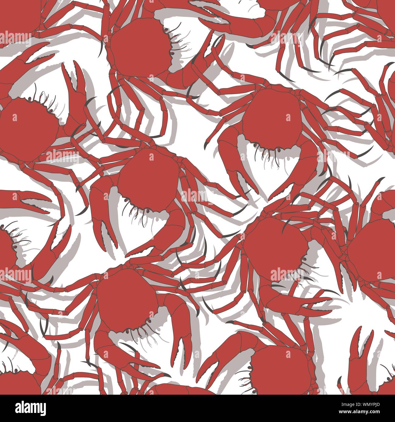 Nahtlose Muster Hintergrund mit roten Krabben Stock Vektor