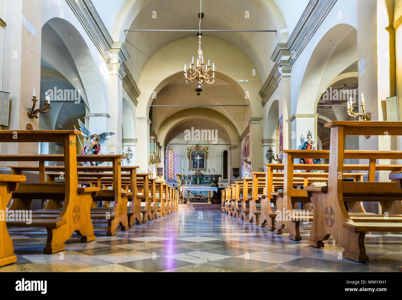 Kirche von San Michele Arcangelo, Baptisterium von Giuseppe Verdi, Roncole Verdi, Reggio Emilia, Provinz von Parma, Emilia-Romagna, Italien Stockfoto