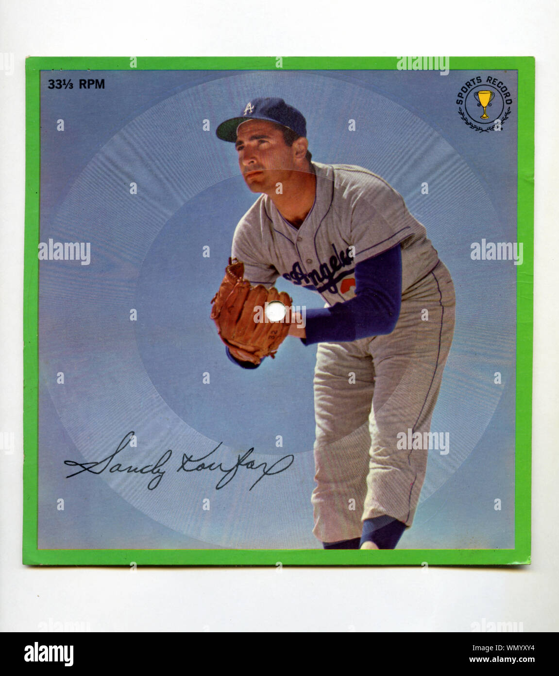 Collectible foto Aufzeichnung der Hall of Fame Krug Sandy Koufax mit Los Angeles Dodgers um 1960. Stockfoto