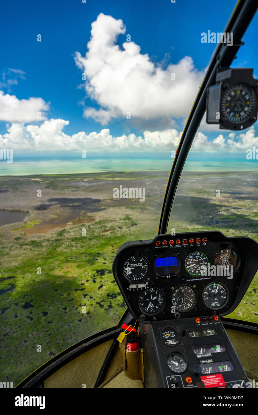 Blick durch die Cockpit-fenster von Everglades National Park, Florida, USA Stockfoto