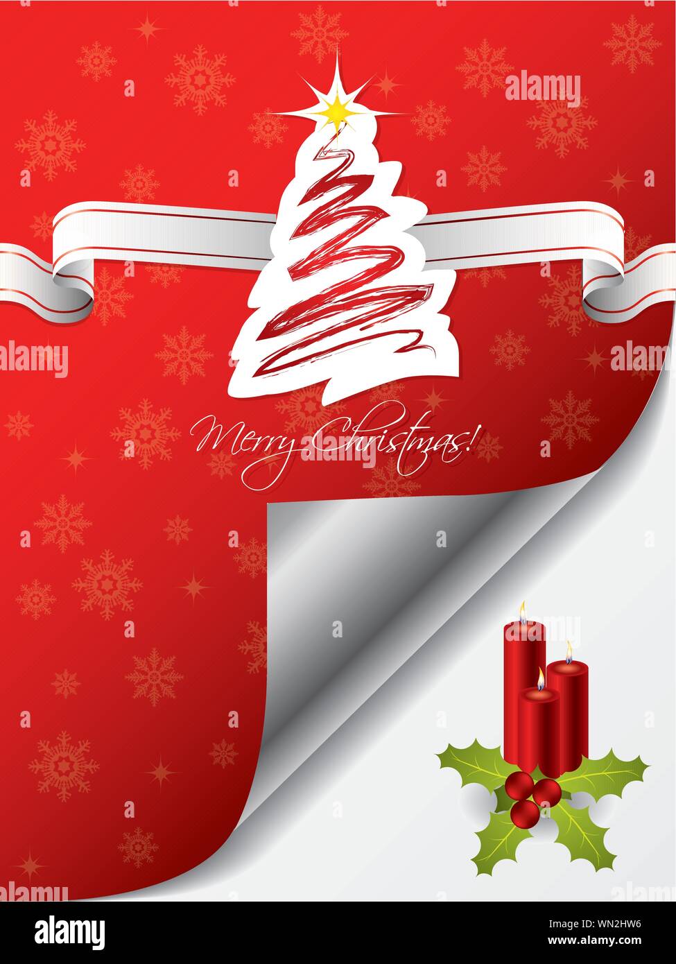 Weihnachten Grußkarte Design mit Kerzen Stock Vektor