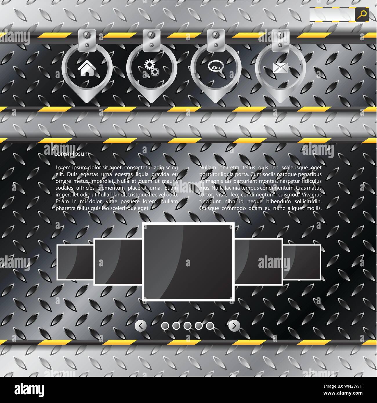 Website-Design mit Industrie- und metallische Elemente Stock Vektor