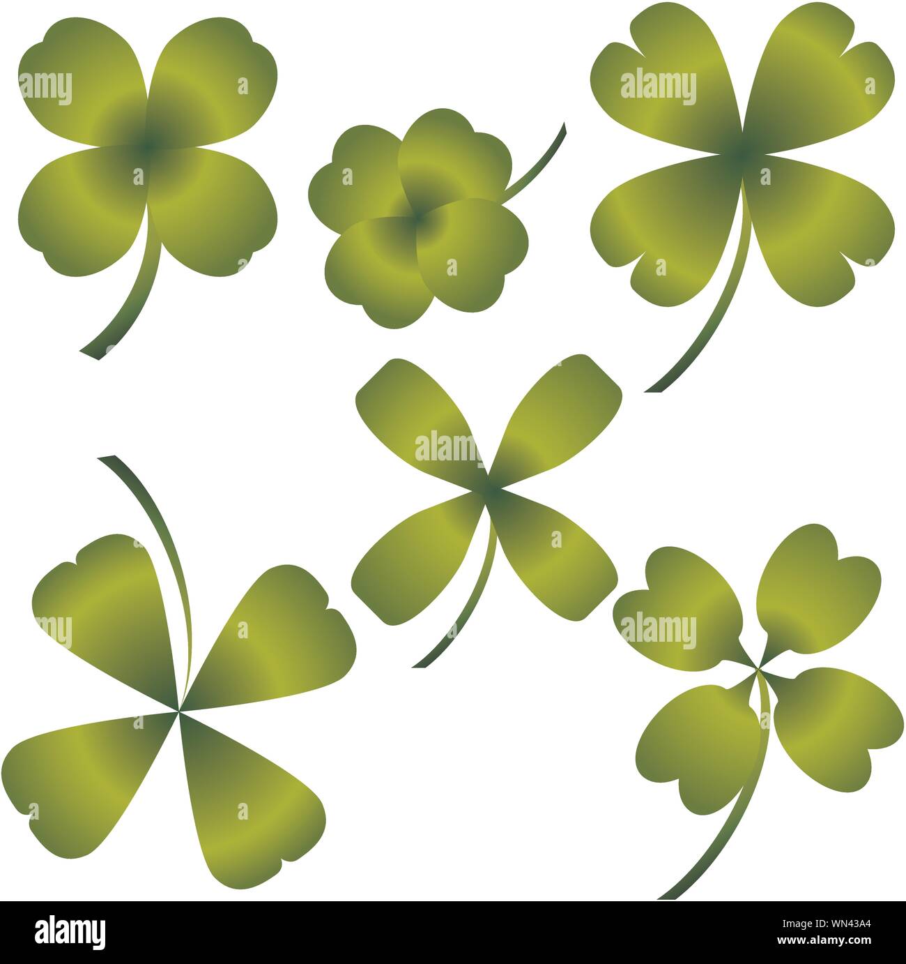 Four Leaf Clover Set Stock Vektor