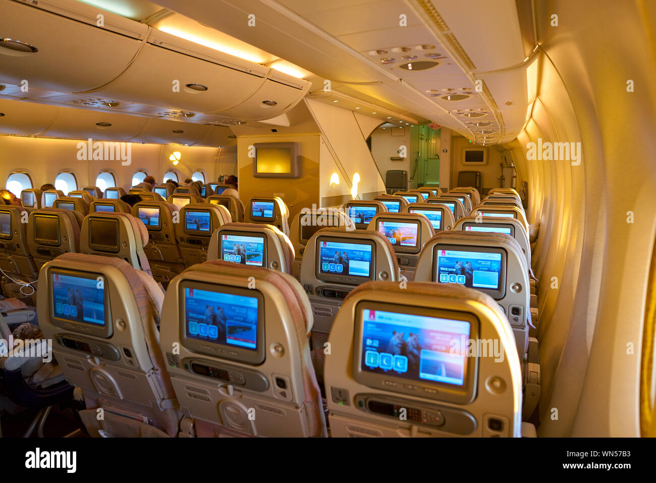 Airbus A380 Interior Stockfotos Airbus A380 Interior