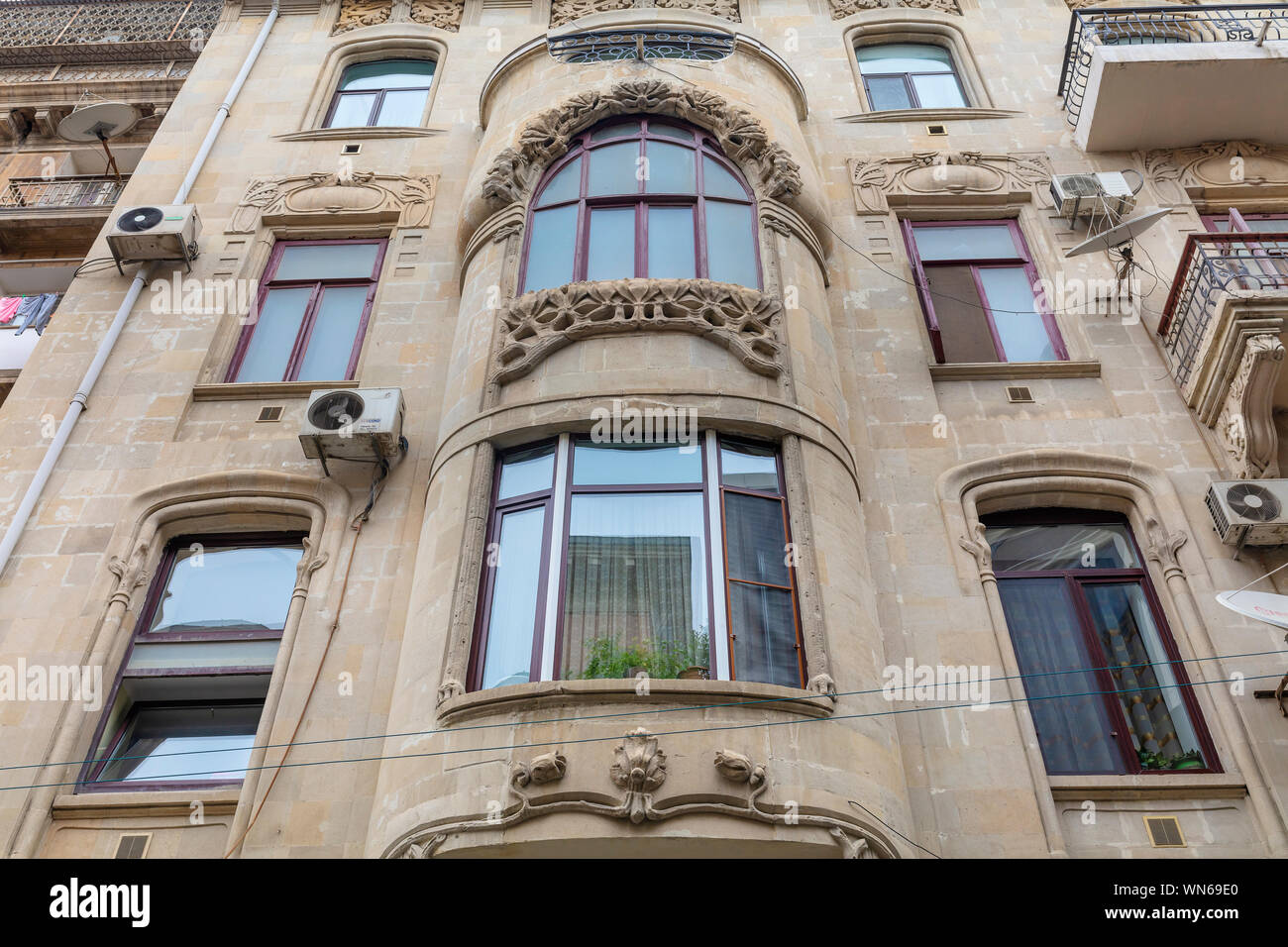 Jugendstil vintage Apartment Gebäude, Baku, Aserbaidschan Stockfoto