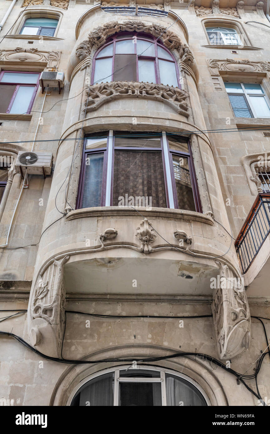 Jugendstil vintage Apartment Gebäude, Baku, Aserbaidschan Stockfoto