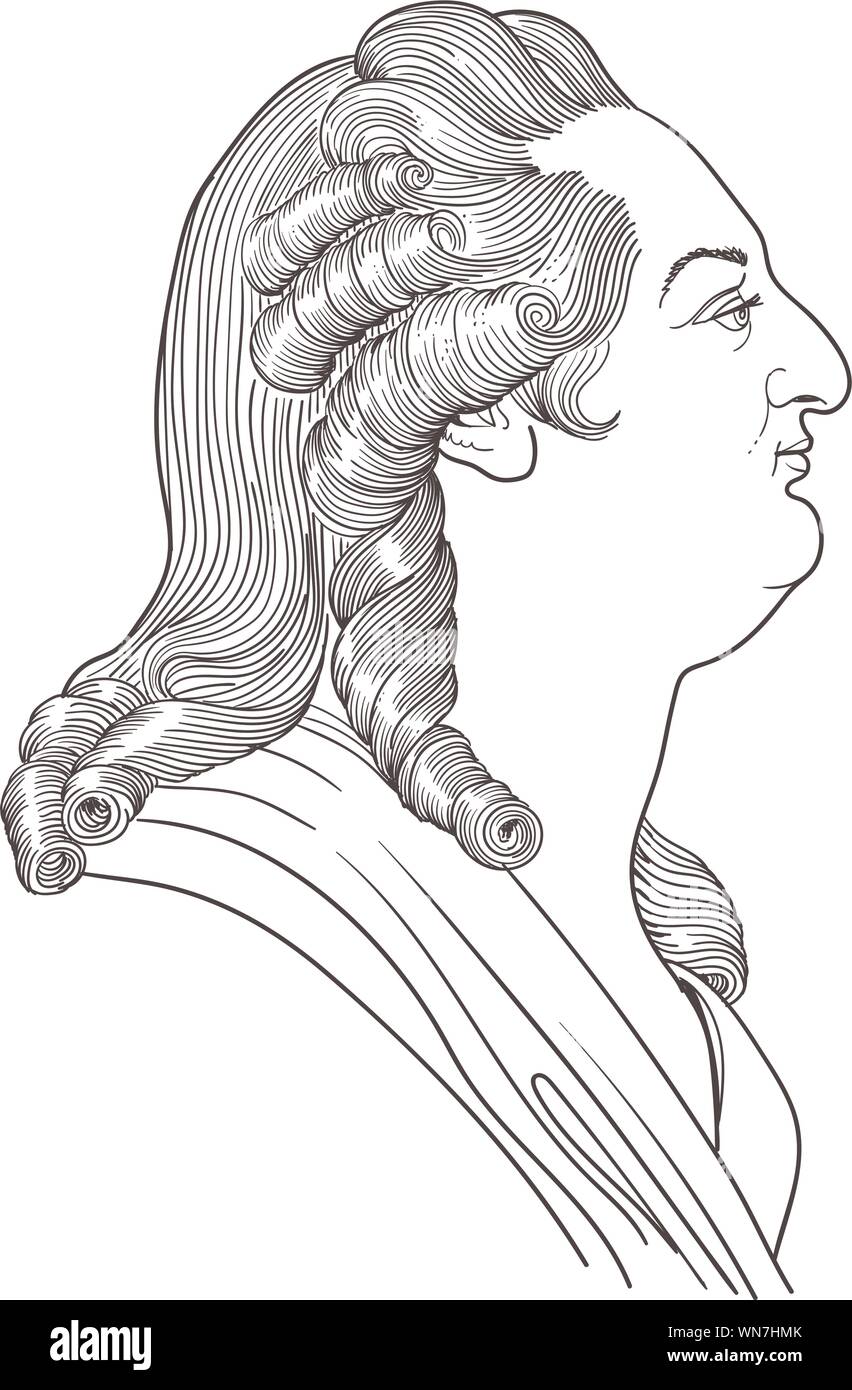 König Louis XVI cartoon Portrait, Vektor Stock Vektor