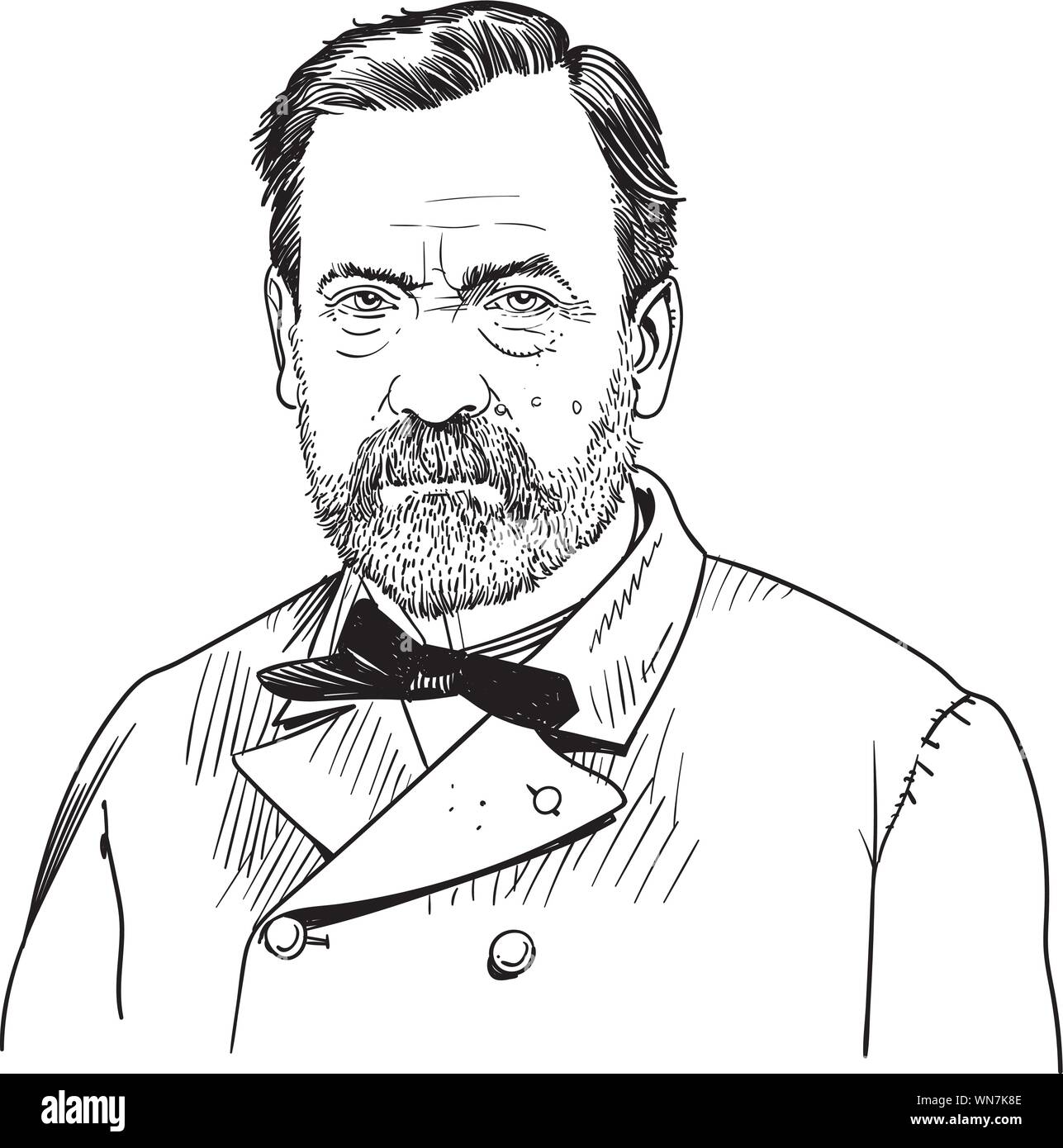 Louis Pasteur cartoon Portrait, Biologen und Chemiker. Stock Vektor