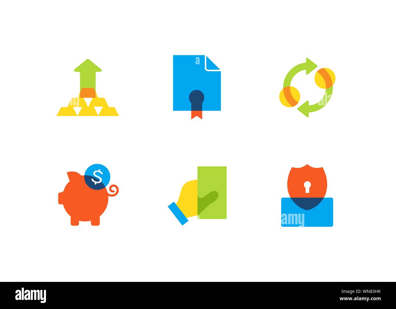 Wirtschaft und Finanzen - flaches Design style Icons einstellen Stock Vektor