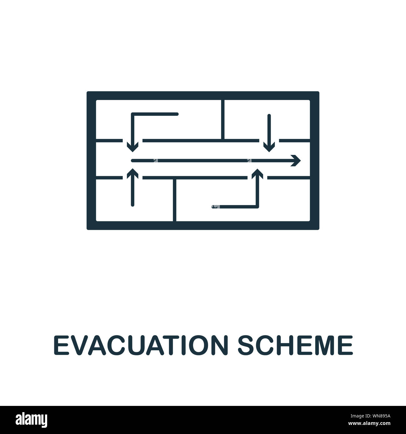 Evakuierung Schema-icon. Kreative element Design von Brandschutz icons Collection. Pixel Perfect Evakuierung Regelung Symbol für Web Design, Apps, Software Stockfoto