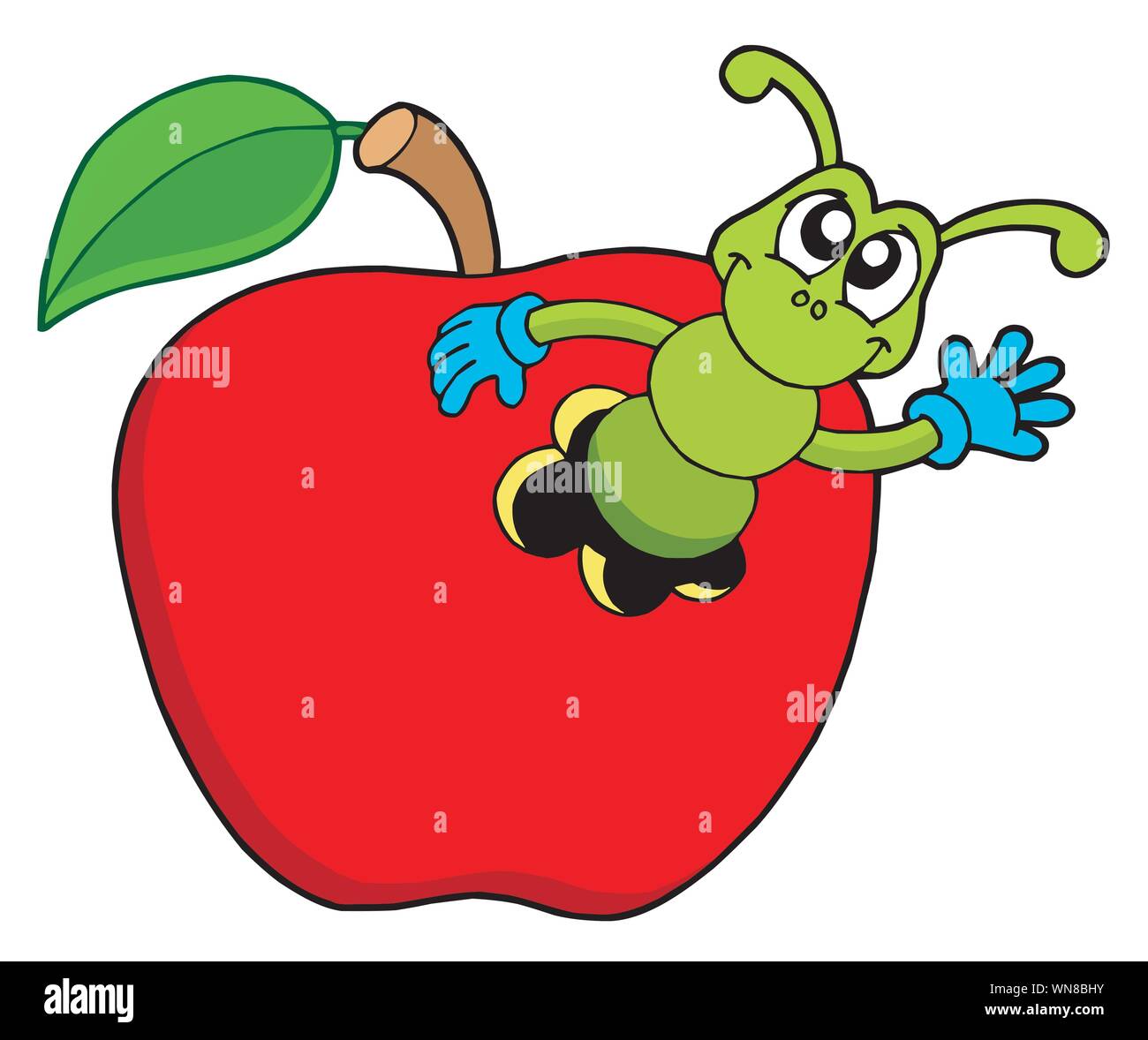 Cute Wurm im Apfel Stock-Vektorgrafik - Alamy
