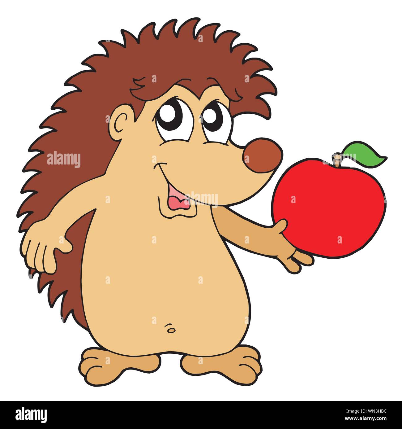 Igel mit Apfel Vector Illustration Stock Vektor